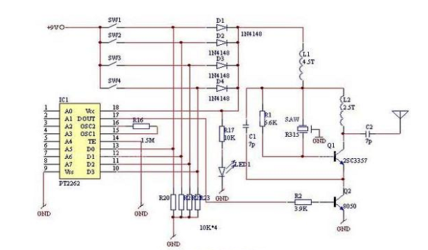 無(wú)線遙控開(kāi)關(guān)原理圖 無(wú)線遙控開(kāi)關(guān)原理圖