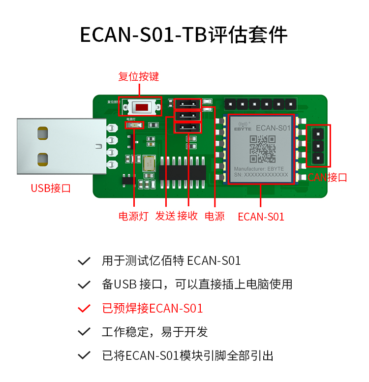 can總線模塊套件 ECAN-S01-TB規(guī)格