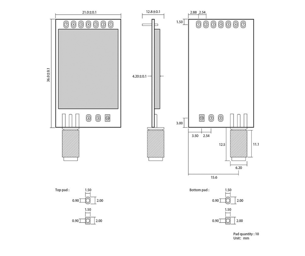 E22-230T22D-E22-400T22D-E22-900T22D系列l(wèi)ora模塊引腳定義