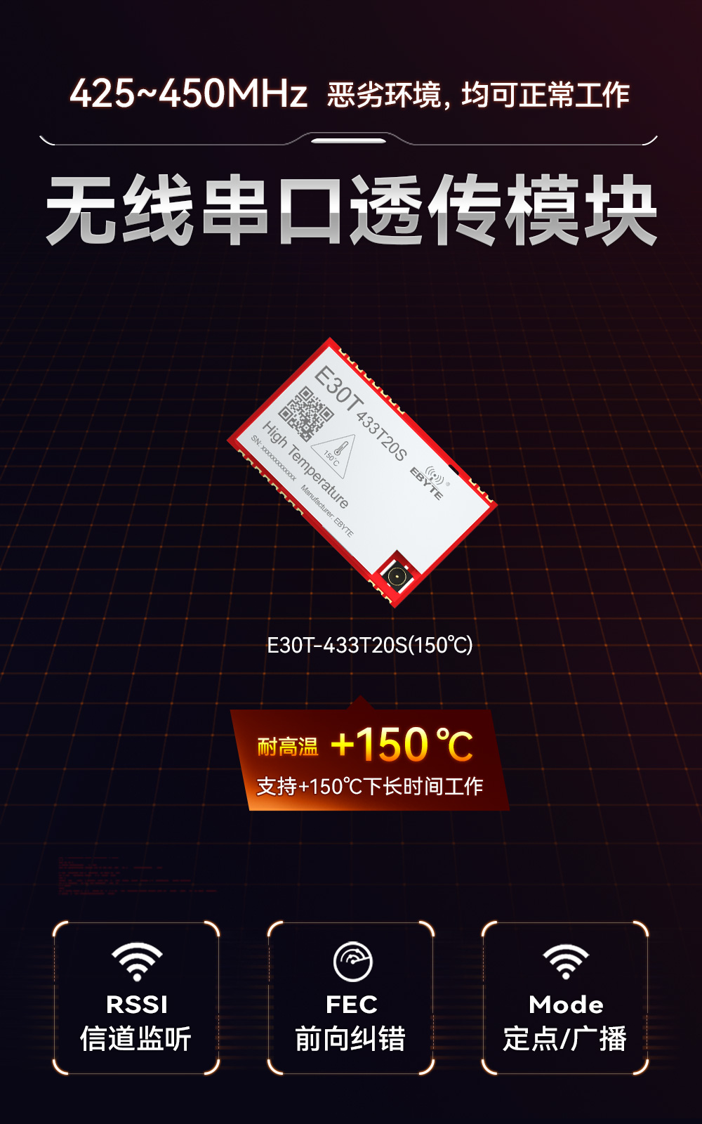 E30T-433T20S(150℃)-耐高溫?zé)o線串口模塊 (1)