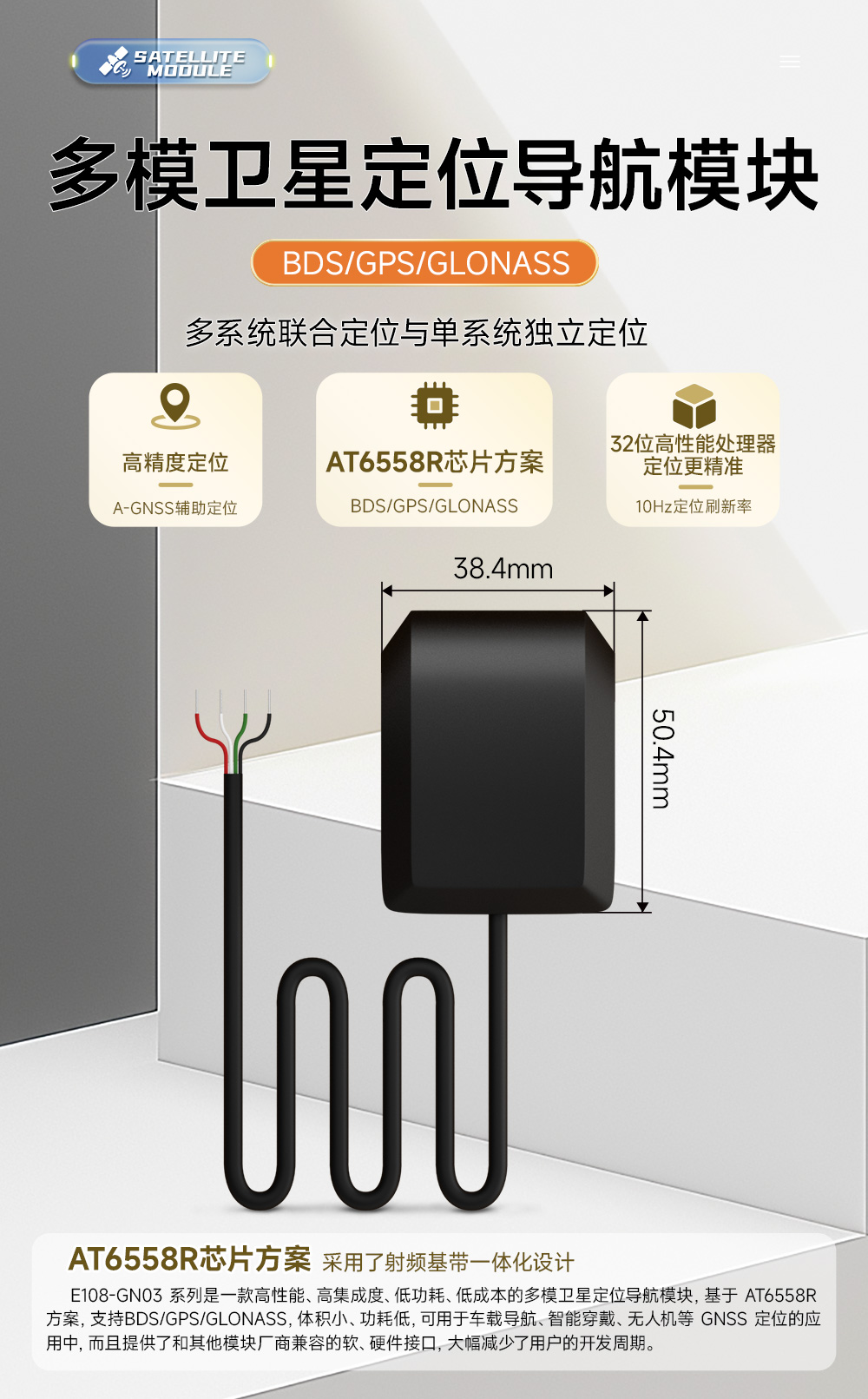 E108-GN03G高精度多模衛(wèi)星定位導(dǎo)航模塊 (1)
