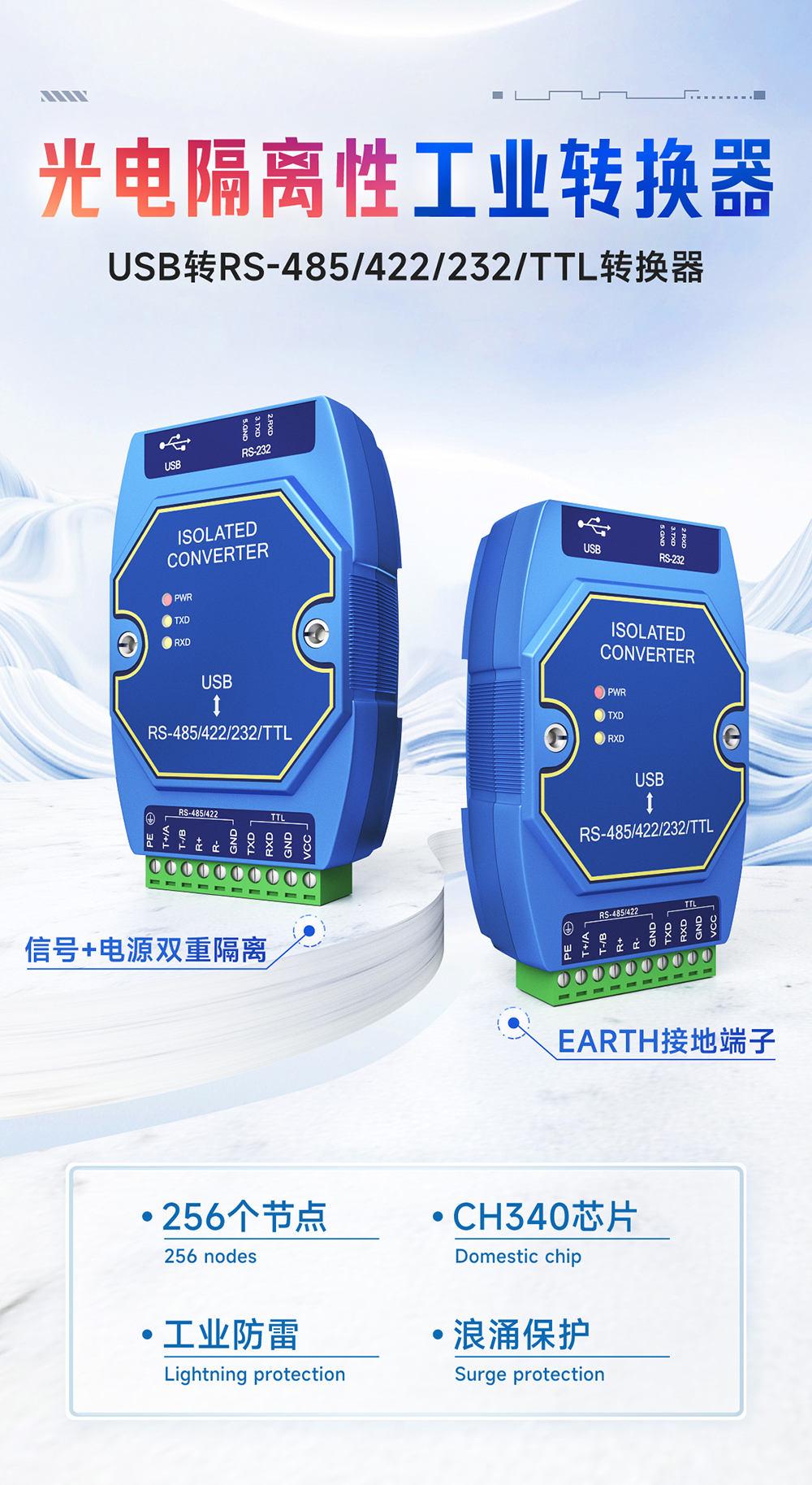 E810-U15C USB轉(zhuǎn)串口數(shù)據(jù)轉(zhuǎn)換器 (1)