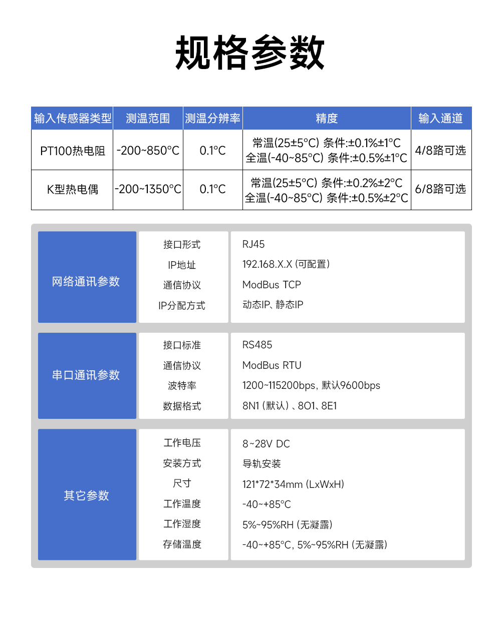 溫度采集模塊規(guī)格參數(shù)