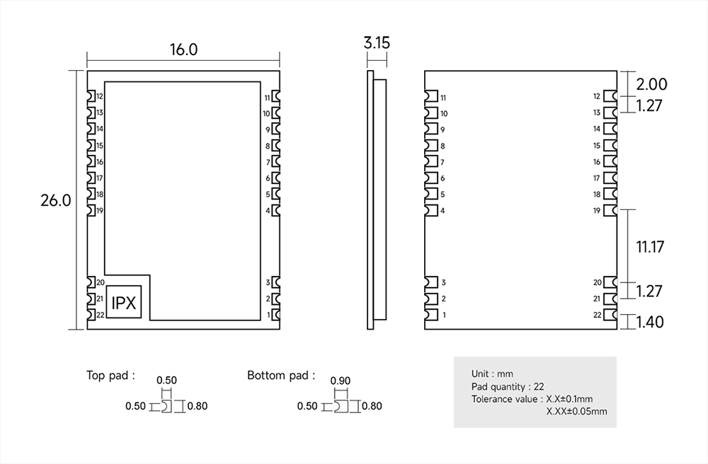 E290-400T20S 無線模塊 引腳定義