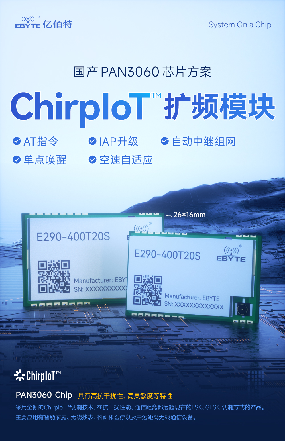 E290-400T20S PAN3060芯片串口透傳模塊_01