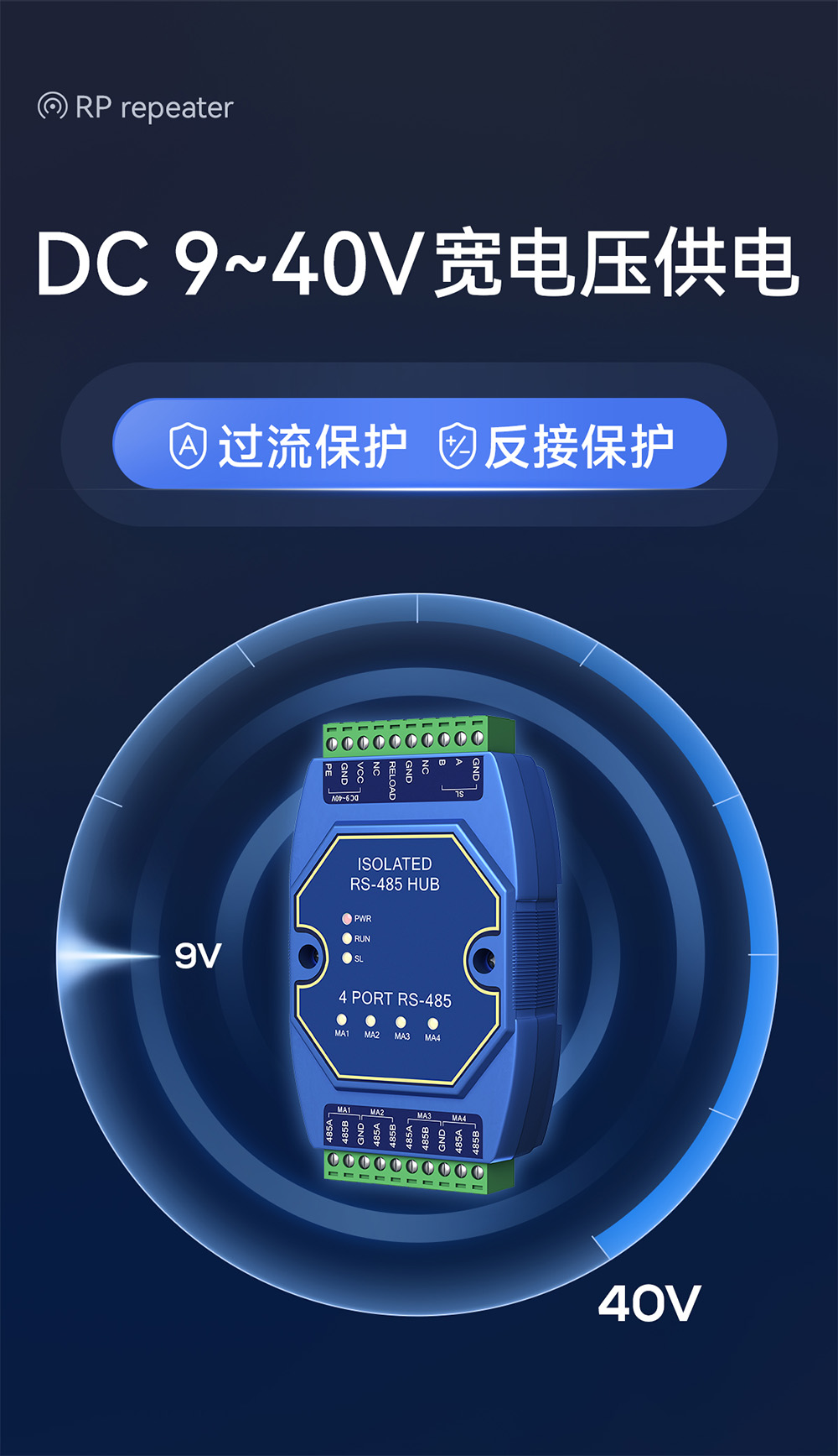 E810-R41 工業(yè)級隔離型RS485集線器 (6)