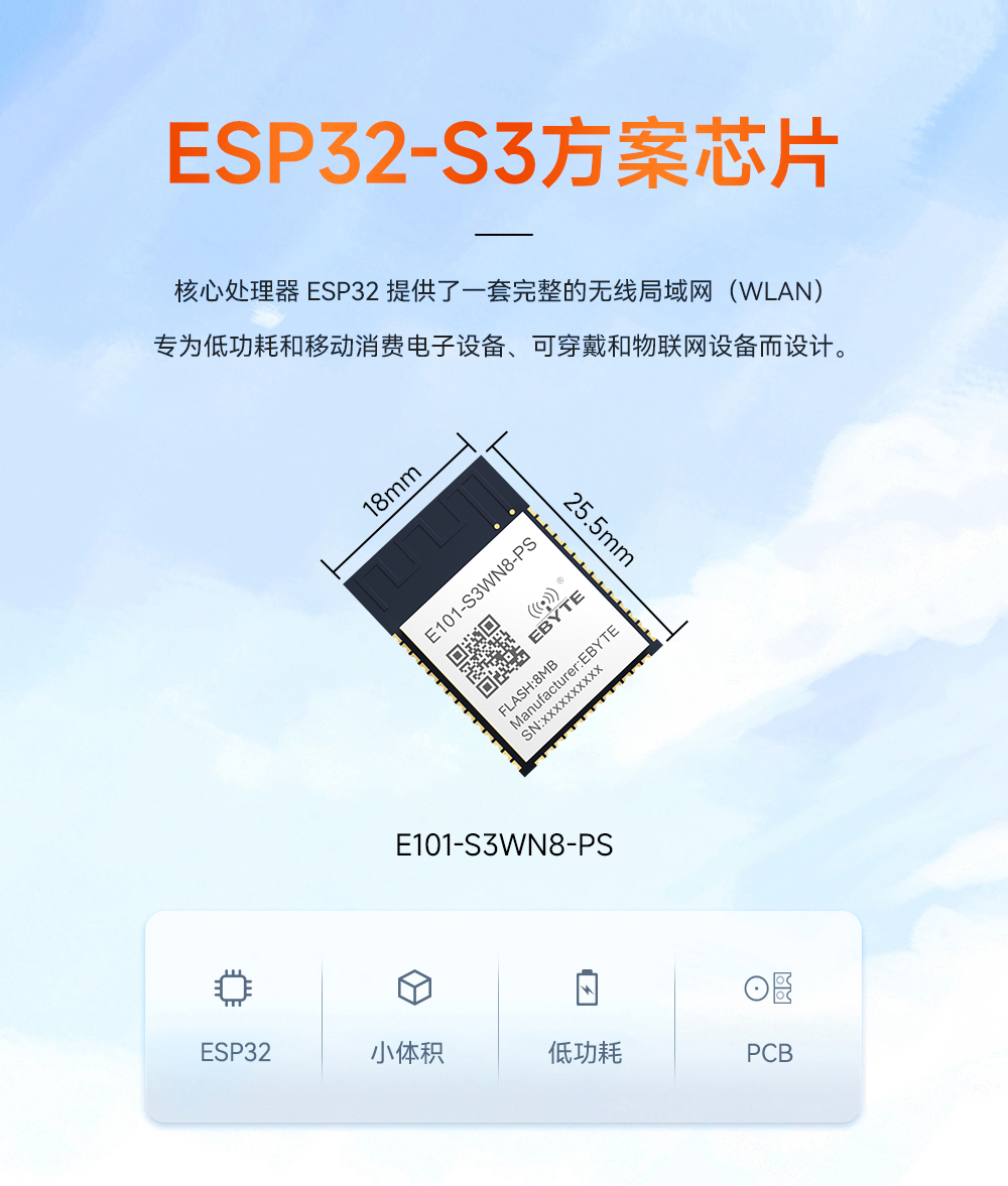 E101-S3WN8-PS 雙核藍(lán)牙WiFi模塊 01