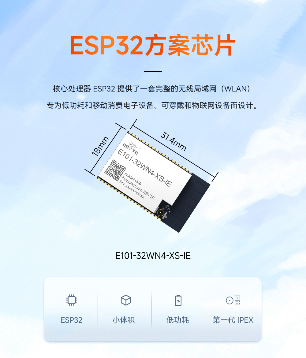 E101-32WN4-XS-IE 雙模藍牙WiFi模塊詳情頁01