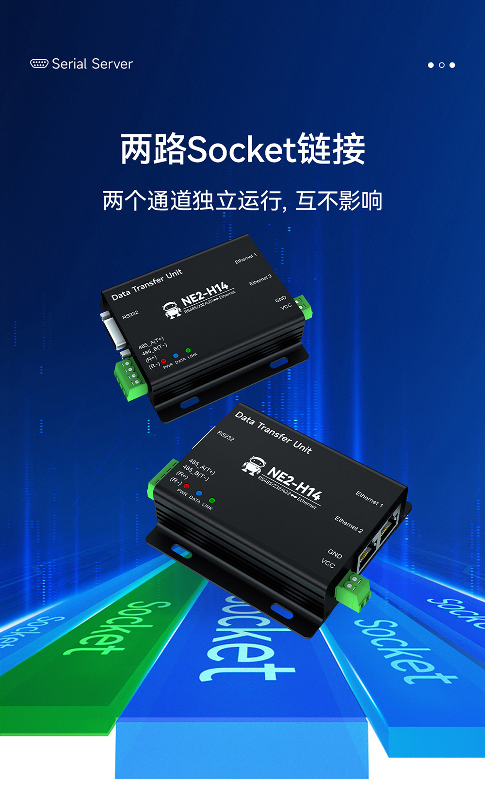 NE2-H14 2路串口轉(zhuǎn)以太網(wǎng)串口服務(wù)器 (12)