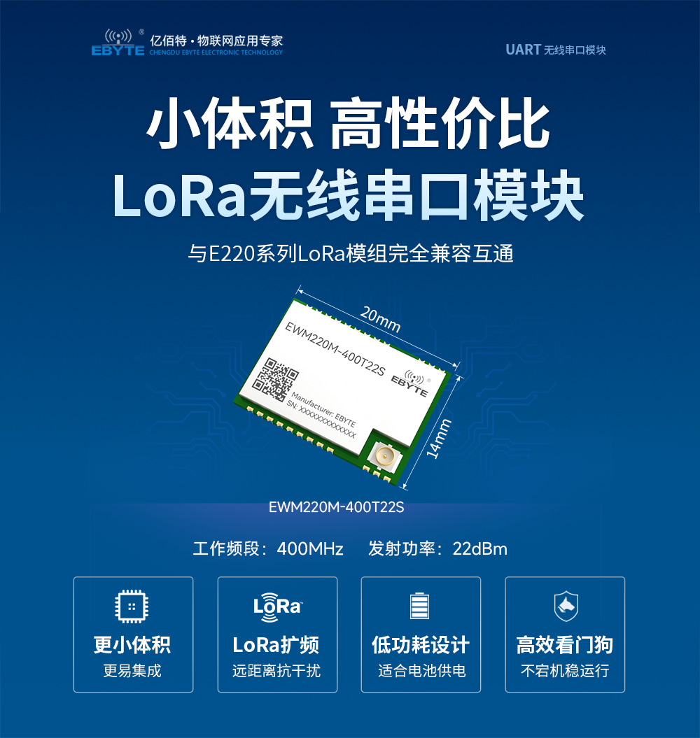 EWM220M-400T22S 小尺寸LoRa無線串口模塊 (1)