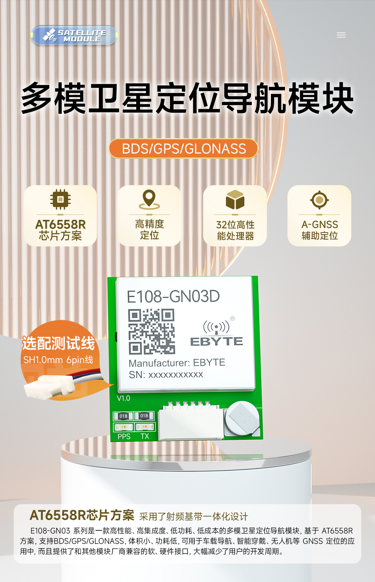 E108-GN03D 多模衛(wèi)星定位模塊