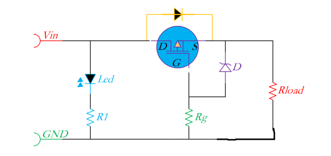 傳統(tǒng)的PMOS防反電路 傳統(tǒng)的PMOS防反電路