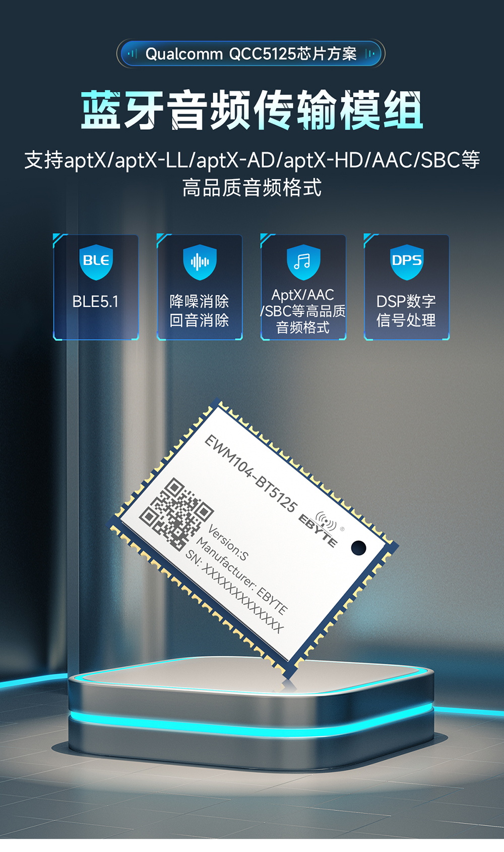 EWM104-BT5125(SPDIF) BLE5.1 藍(lán)牙音頻傳輸模塊 (1)