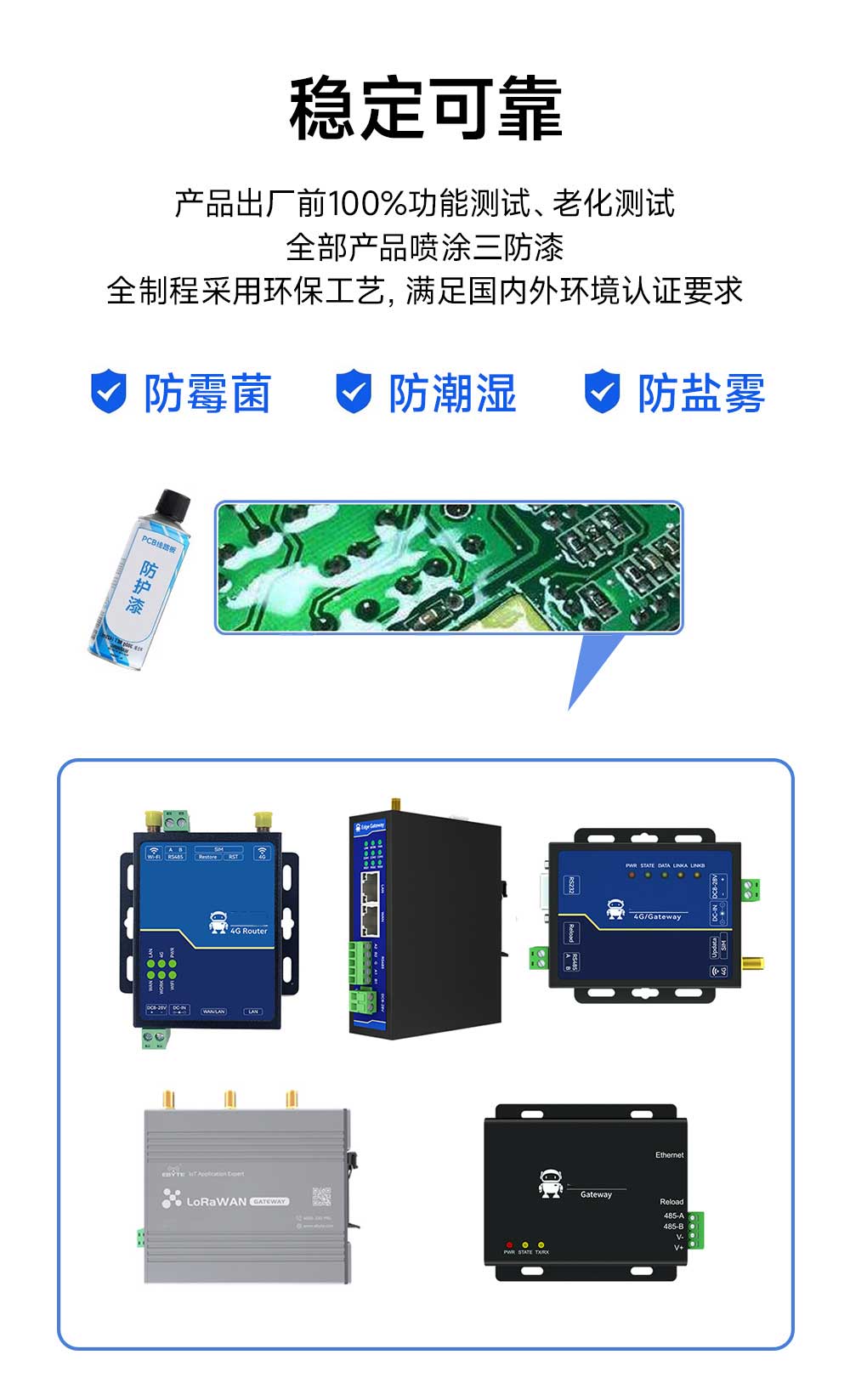 無(wú)線網(wǎng)關(guān)三防漆防護(hù)