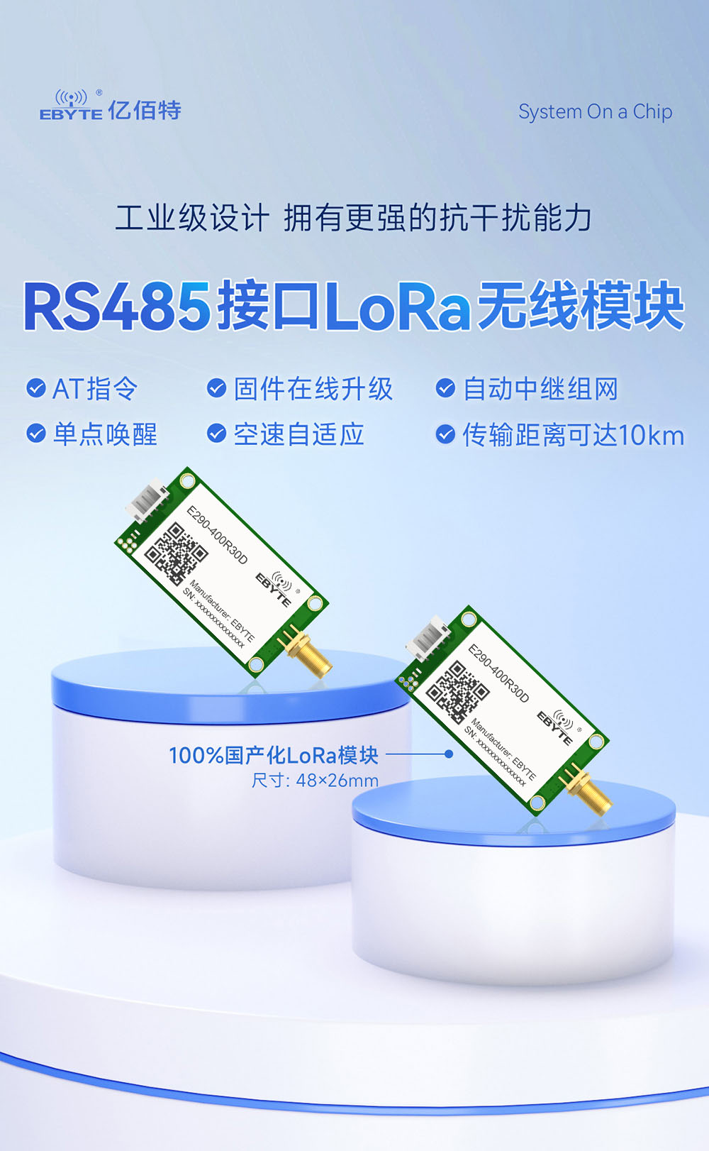 E290-400R30D 國產RS485接口LoRa模塊簡介 (1)